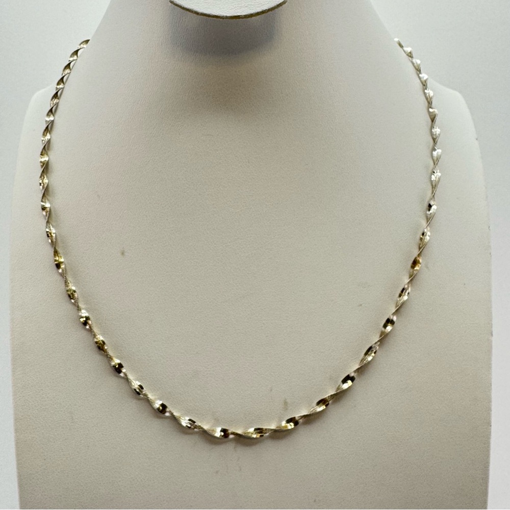 Vintage Italian 925 Sterling Silver Twisted Rope Chain Necklace Elegant
